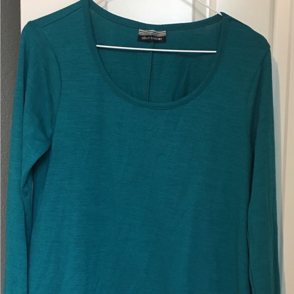 Allison Brittney brand; teal colored blue; size medium sweater
